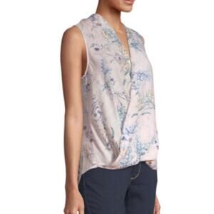 Liz Claiborne Women's Sleeveless Wrap Blouse Large Clear Pink Floral New
